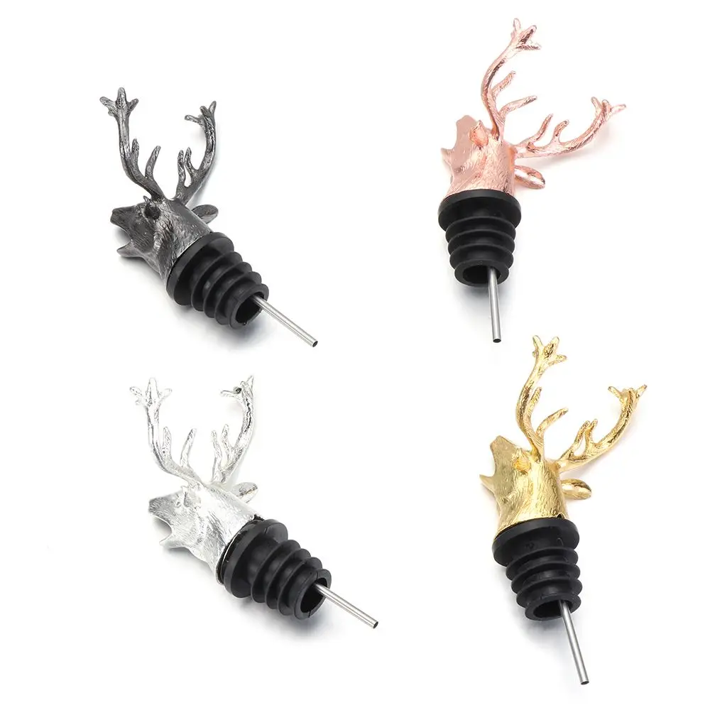 Zinc Alloy Deer Head Wine Pourer Unique Stag Wine Bottle Stoppers Wine Aerators Kitchen Accessories Christmas Ornament