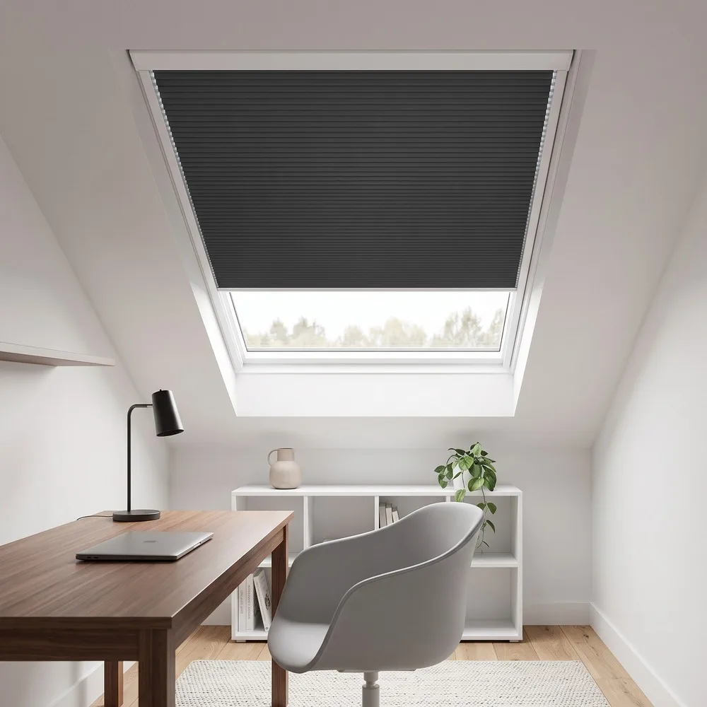 Skylight Motorized Honeycomb Blinds Blackout Insulating Cell Fabric, Solar Rechargeable Option, Works with Tuya App