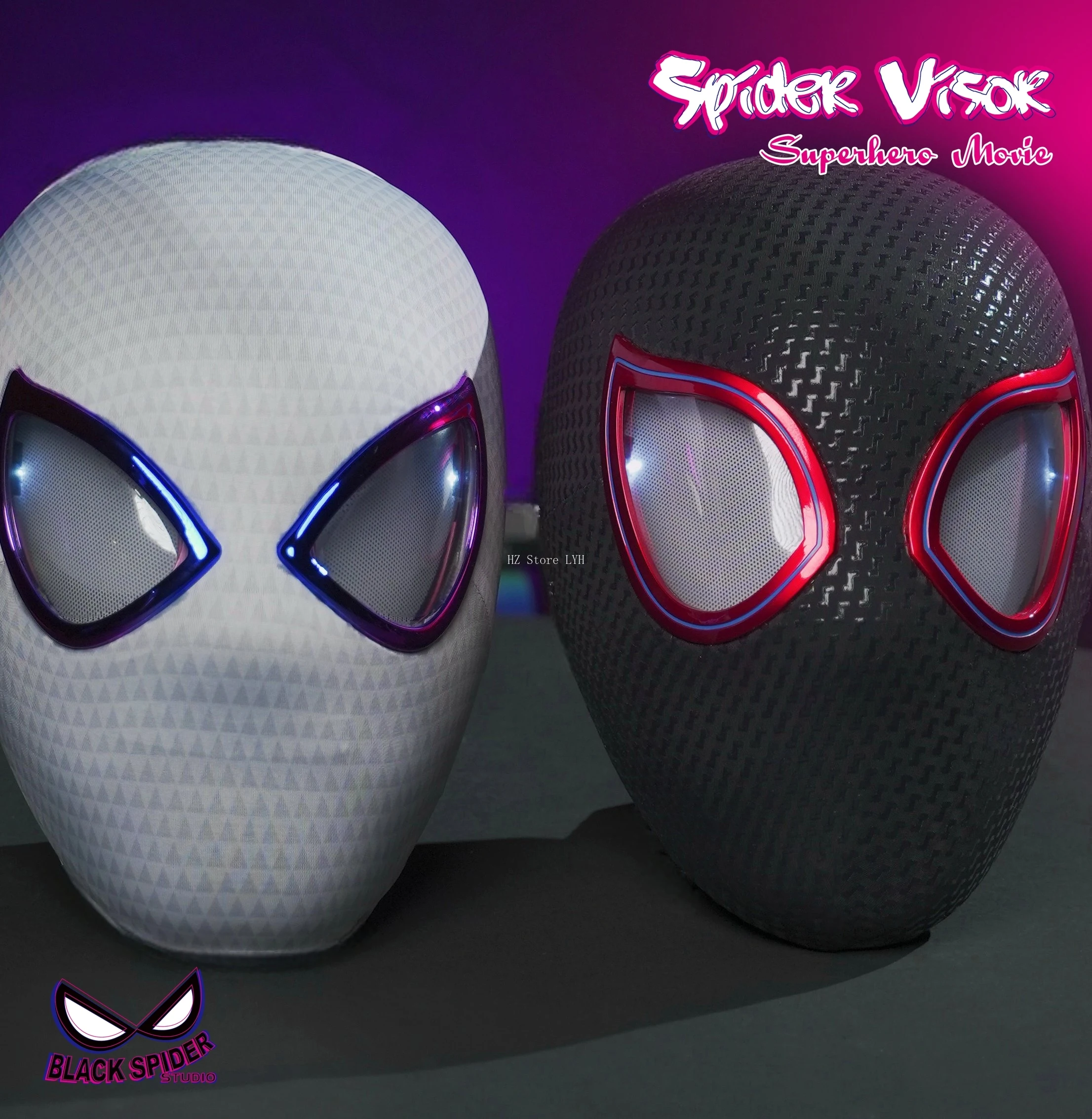 1:1 Miles Morales Mask with Movable Eyes Mascara Electric Gwen Spider Helmet Ring Control Halloween Cosplay Mask Toy Man Gift