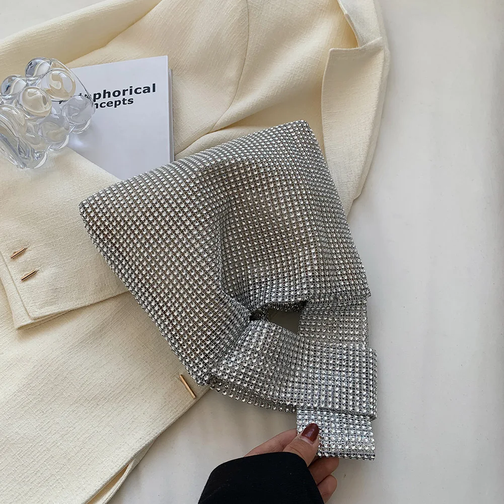 

Women Fashion Sequin Bag Solid Color Rhinestone Glitter Vest Purse Versatile Small Luxury Clutch Female Evening Party Handbag