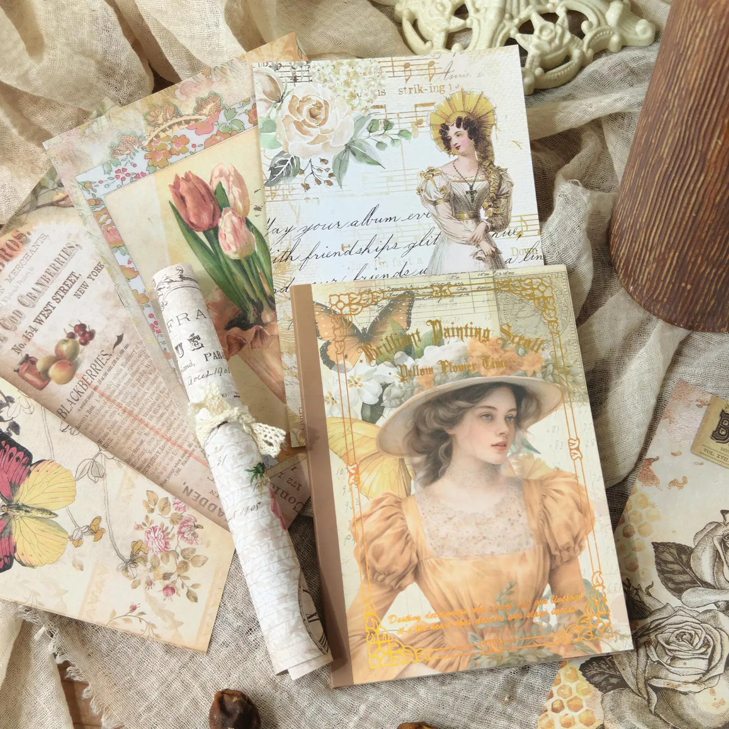 40sheets Retro Ins Decor Junk Journal Material Background Paper Creative Collage DIY Scrapbook Handmade Aesthetic Craft Paper