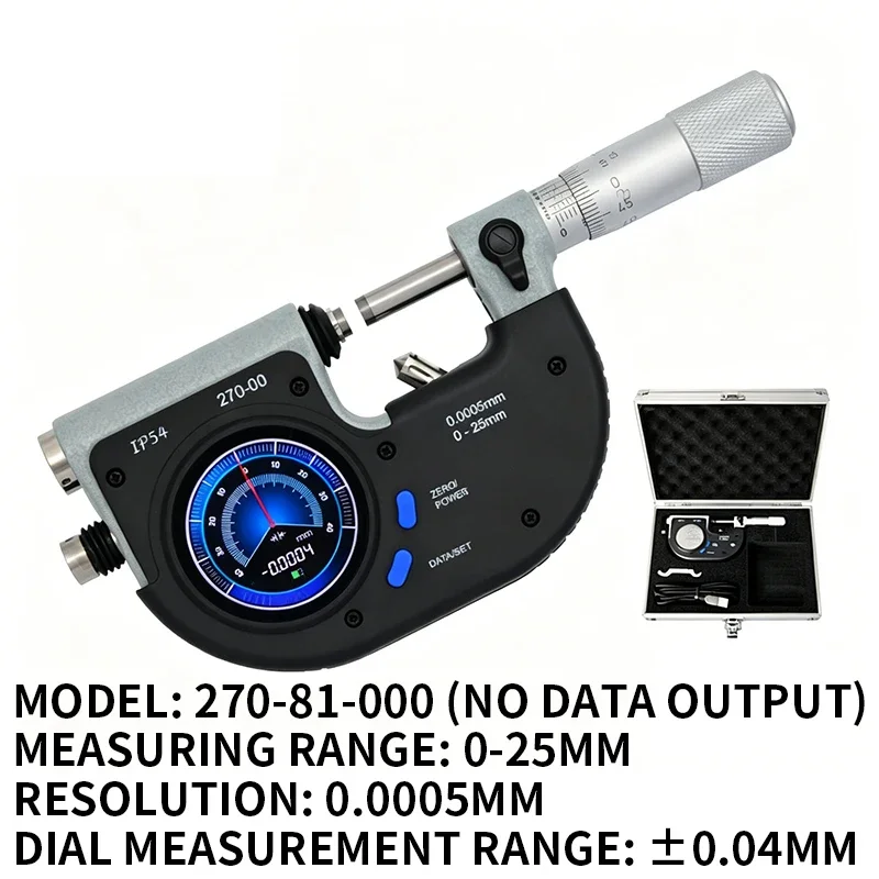 Digital Snap-On Outside Micrometer, 0–25MM Range, 0.0001MM Resolution, Industrial-Grade Electronic Lever Micrometer