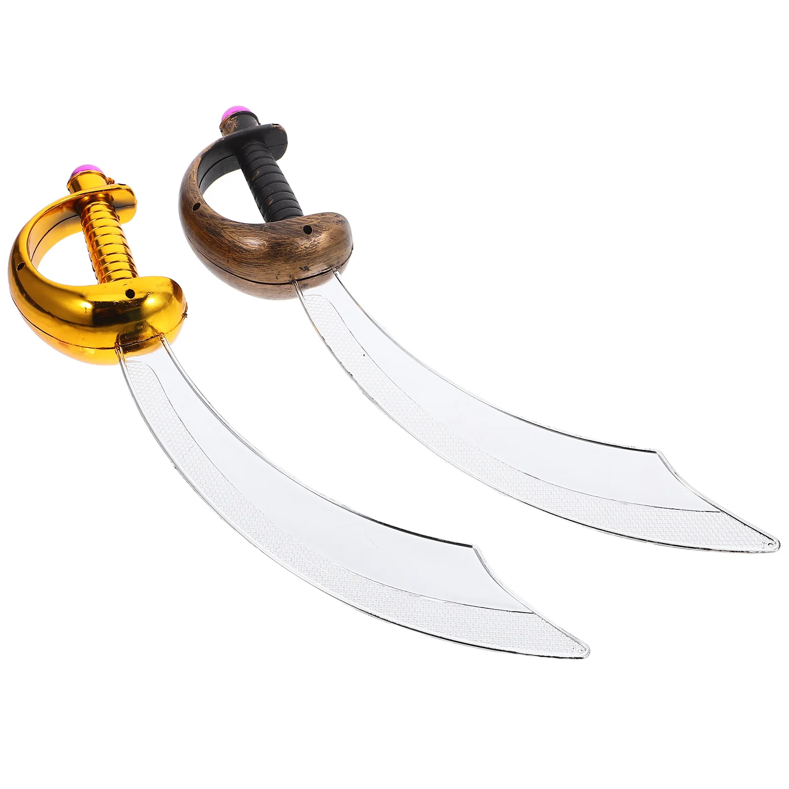 2Pcs Pirate Sword PVC Curved Blade Costume Accessory Halloween Cosplay Pretend Play Party Pirate Props Decorations
