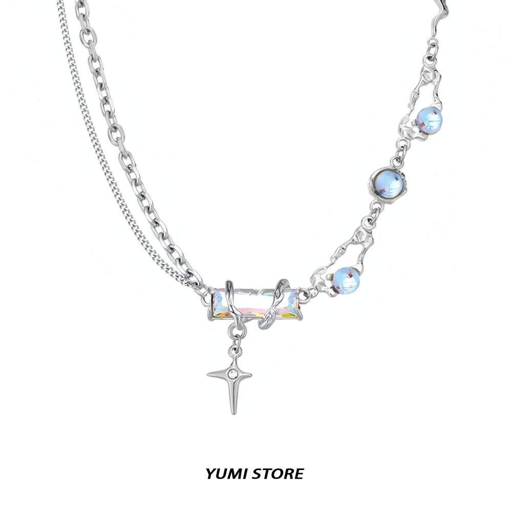 

Aurora Star Cross Pendant Necklace For Man Woman Luxury Non Fading Titanium Steel Clavicle Sweater Chain New Couple Jewelry Gift