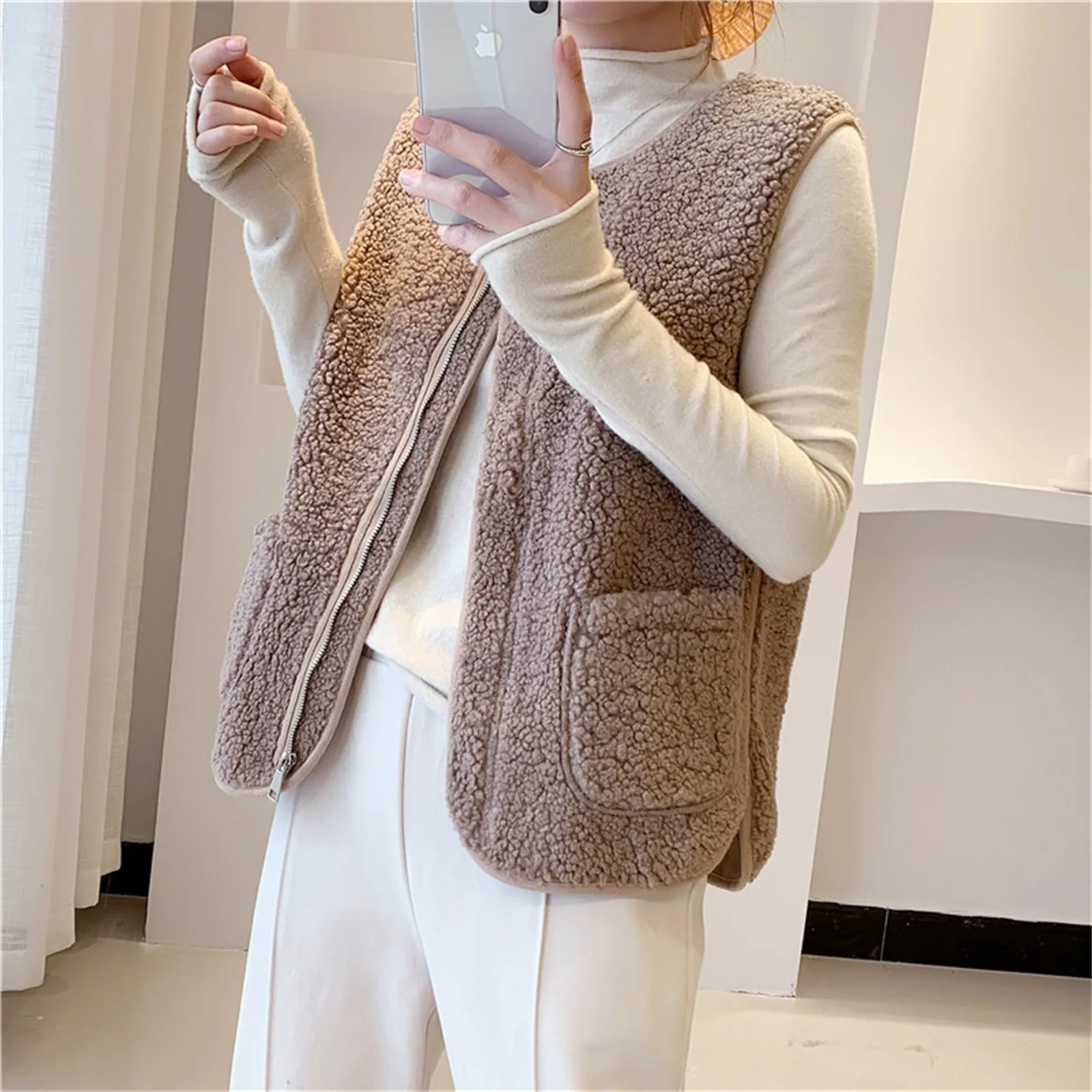 2021 Autunno Inverno Gilet da donna in lana di agnello Versione coreana Versatile gilet in pelliccia imitazione Cappotto Giacca senza maniche casual