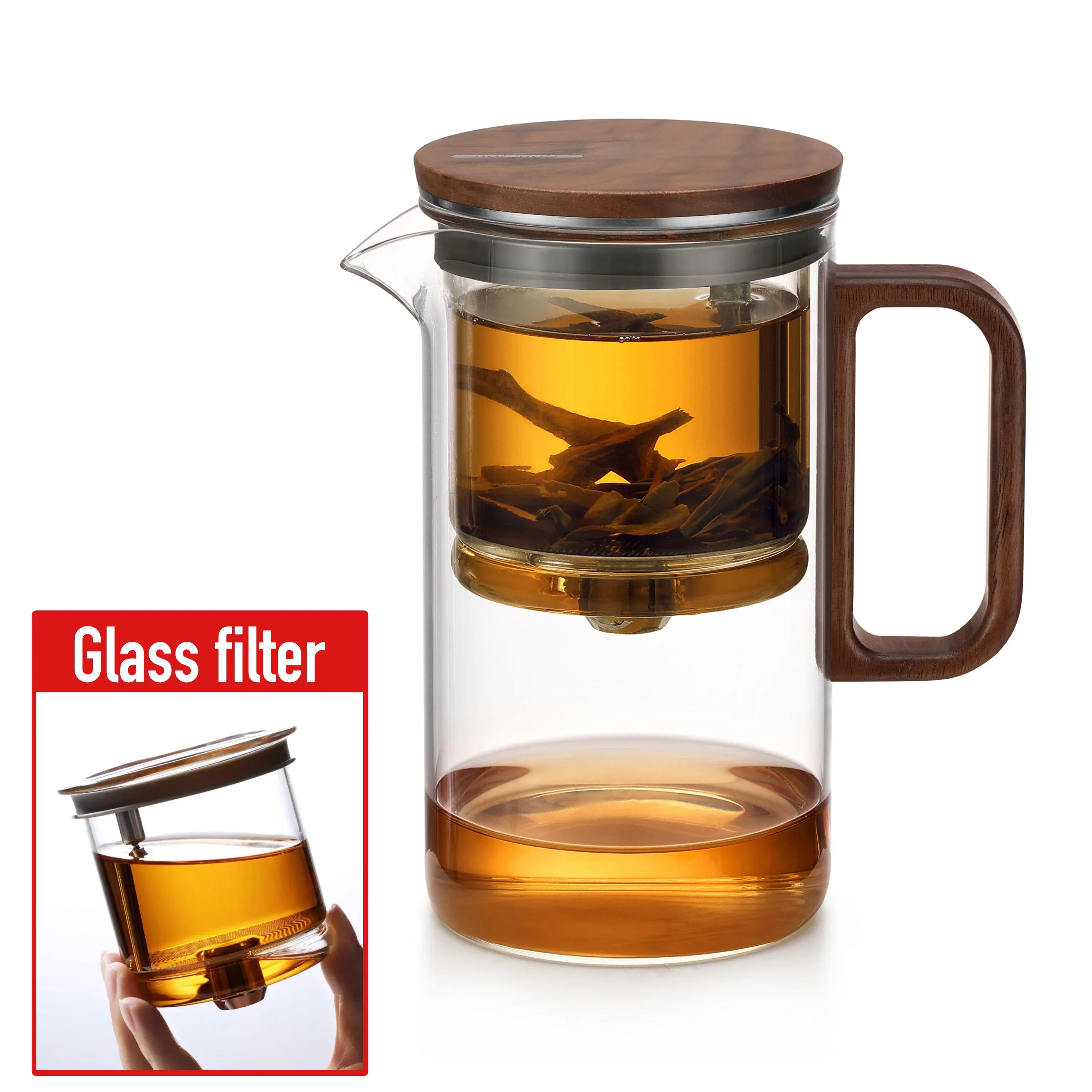 Bonston elegant cup insulation separation bubble teapot heat-resistant glass teapot simple filter tea cup 500ml