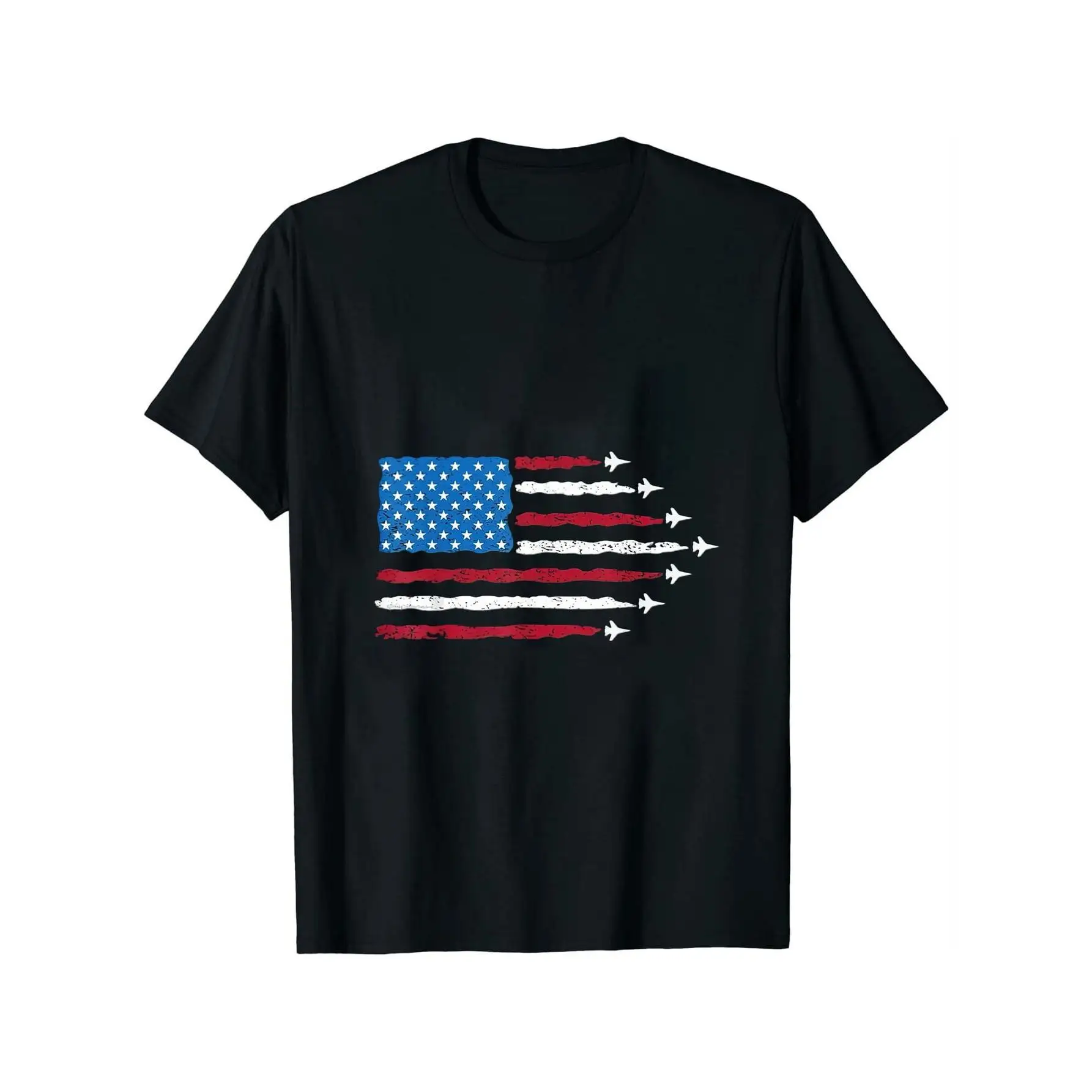 

Womens Patriotic Red White Blue USA Flag Fighter Jets 4th of July T-Shirt