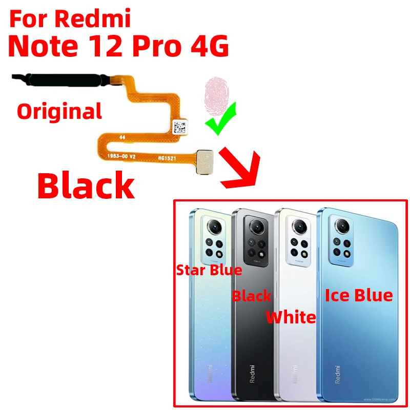 Original For Xiaomi Redmi Note 12 Pro 4G Fingerprint Sensor Home Return Key Menu Power Button Flex Ribbon Cable