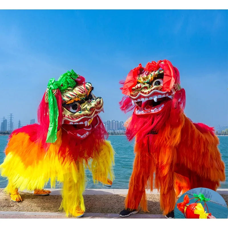 Chinese stijl draak en leeuw dans rekwisieten lentefestival Noordelijke leeuw volwassen duet kostuum prestaties