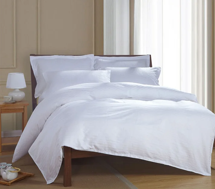 Pure White Striped Bedding Single Piece Hotel Hostel Guesthouse Bath Beauty Bedding Duvet Cover Modern Simple Style