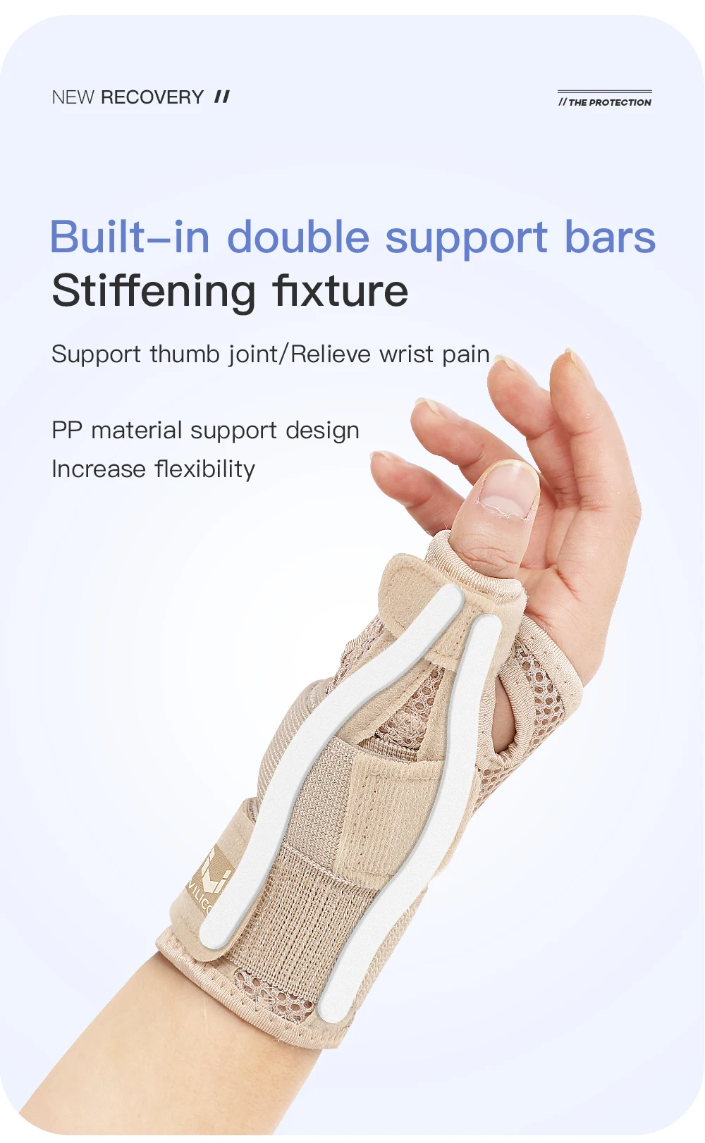 Flexible Schiene, Handgelenk-Daumen-Stützorthese für Sehnenentzündung, Arthritis, atmungsaktiver Daumenschutz, passend für die rechte und linke Hand – Detail 3