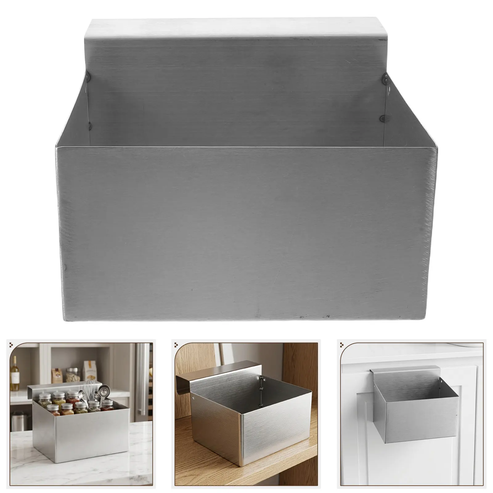 Stainless Steel Hanging Bathroom Vanity Bin Waterproof Cabinet Door Trash Can Organizer Over Sink Makeup Desk Bin Rustproof