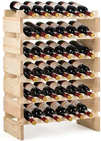 

72 Bottle Stackable Modular Wine Rack, 6-Tier Wine Display , Wine Bottle Holder, Freestanding Wooden Wine Rack Freestanding Flo