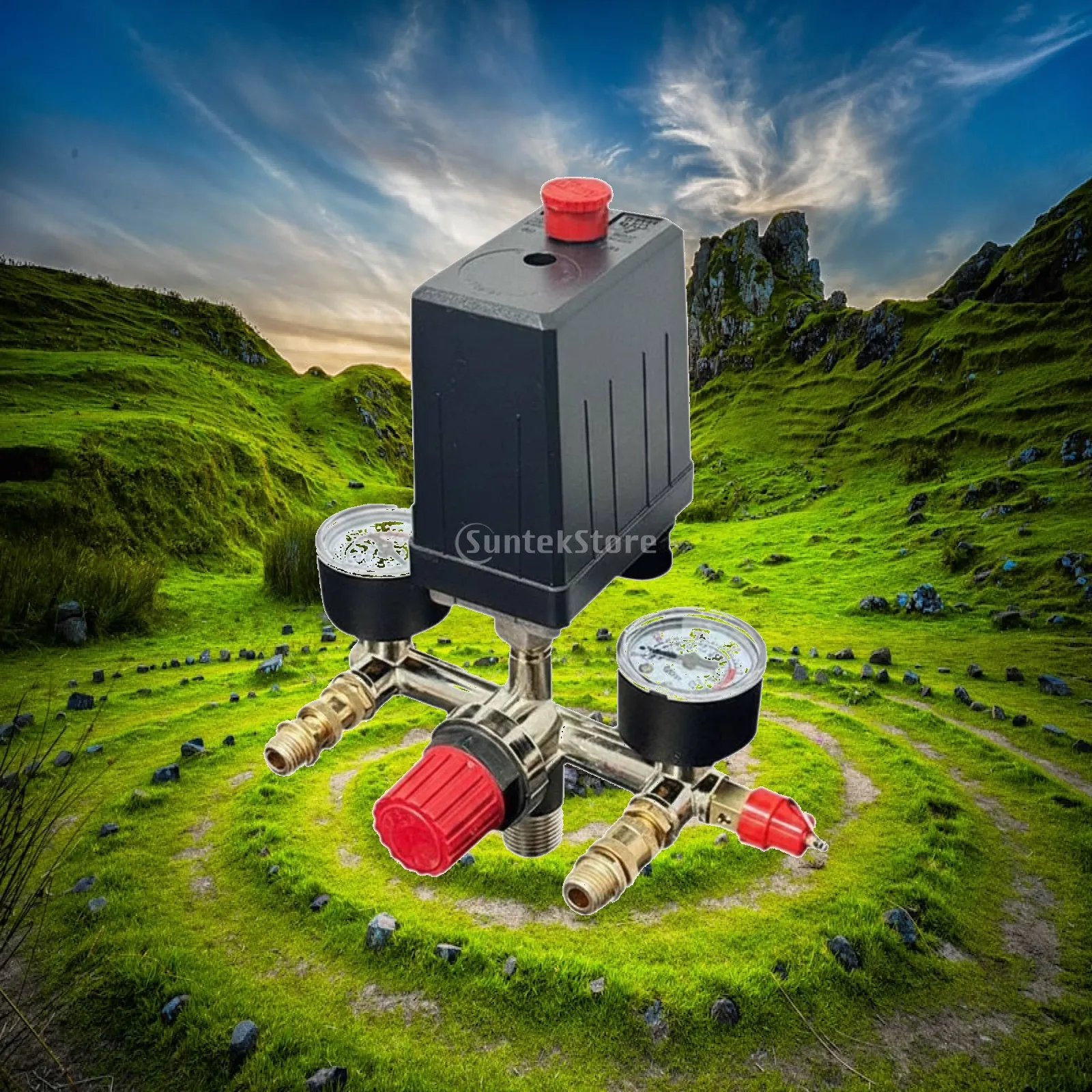 Pressure Switch Bracket for Air Compressor with Shutoff Valve Gauge Adjustment Knob Durable Metal Build