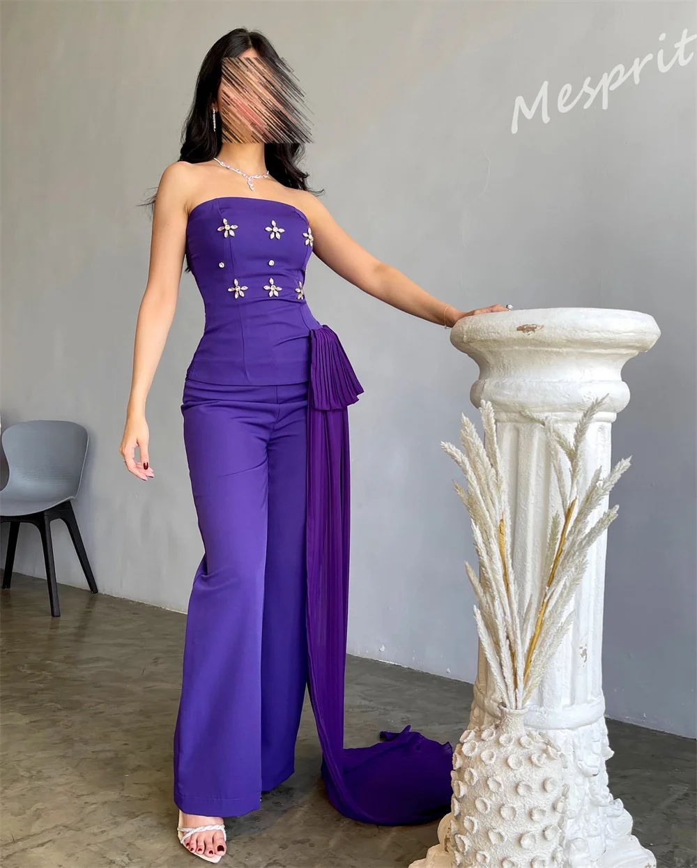 Vestido de fiesta elegante sin tirantes, vestido de noche con diamantes de imitación, tafetán vertical personalizado