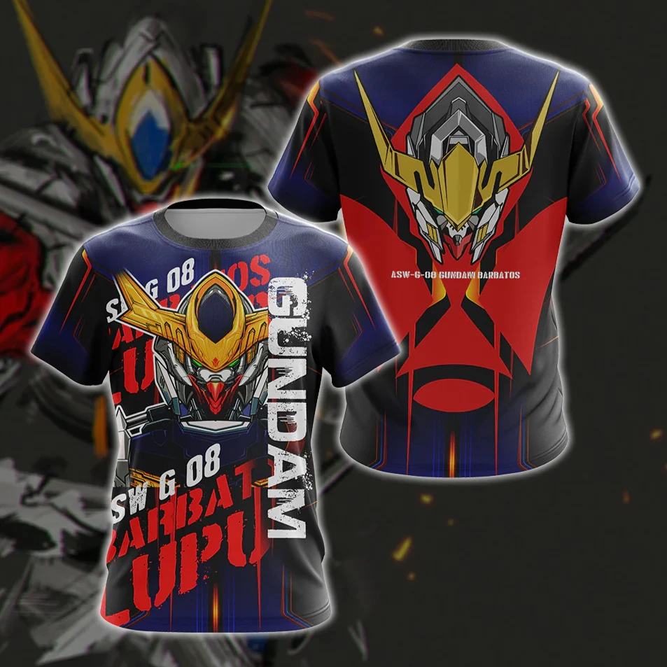 Camiseta de secado rápido Mobile Suit Gundam Barbatos Lupus Rex 3D para hombres, mujeres y niños, camiseta deportiva de verano de Anime, disfraces de juegos de rol