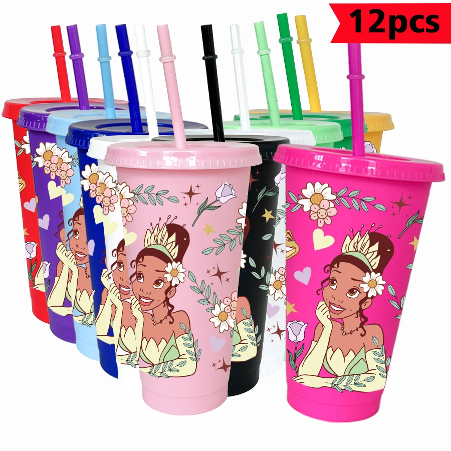 

12pcs/pack Disney Frog Princess flower 26oz multicolor plastic water cup party Drinkware birthday/back to school gift