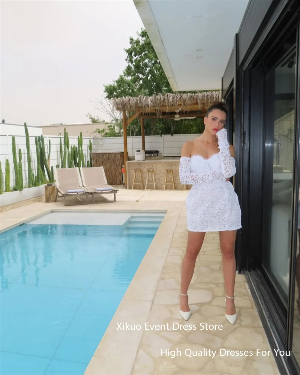 Xikuo Sexy White Lace Wedding Dresses Sweetheart Women Elegant Short Vestidos De Novia Boda Civi Robe De Mariage Customized