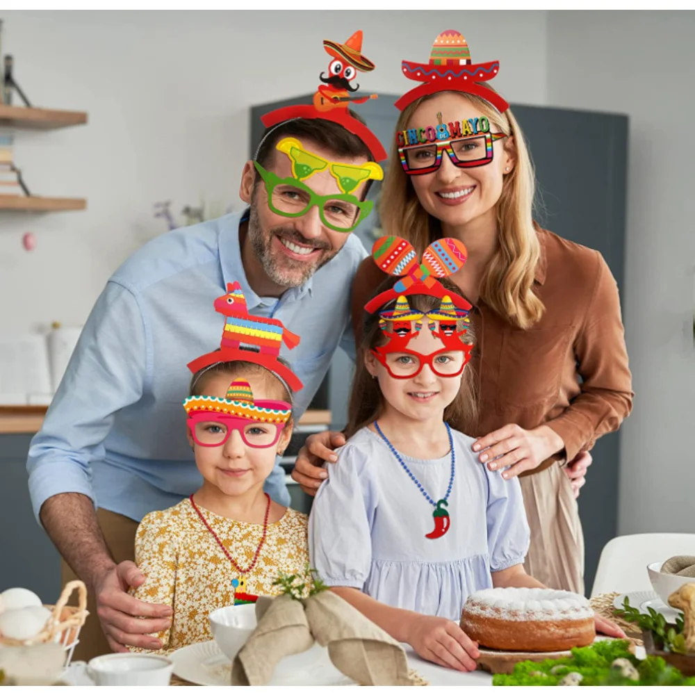 Diademas con temática mexicana para niños, sombreros de dibujos animados, fiesta de maquillaje, disfraces, accesorios, decoración de fiesta, Aro para el pelo, 6 piezas