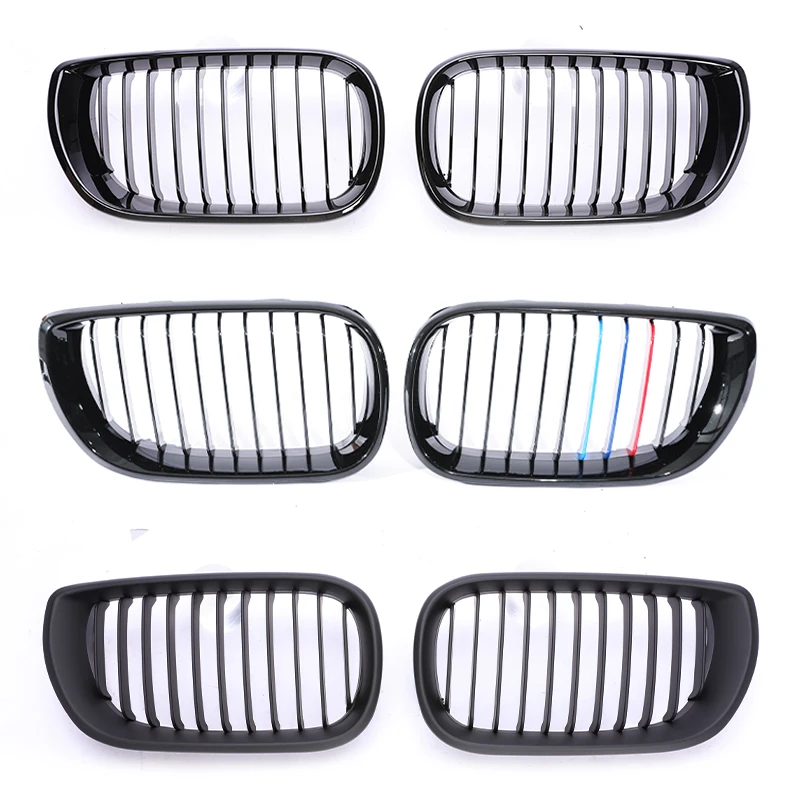 Single Slat Kidney Grille Chrome Silver Gloss Black Carbon M Color Grill For BMW 3 Series E46 Facelift Sedan Touring 2002-2005