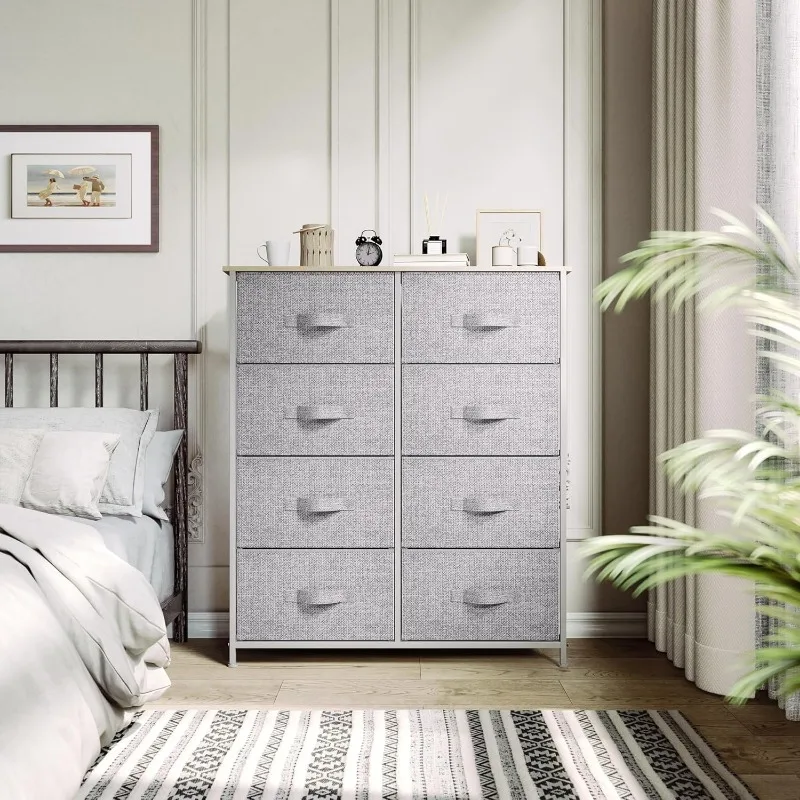 8 Drawer Dresser - Fabric Storage Tower, Organizer Unit for Bedroom, Living Room & Closets - Sturdy Steel Frame, Easy Pull