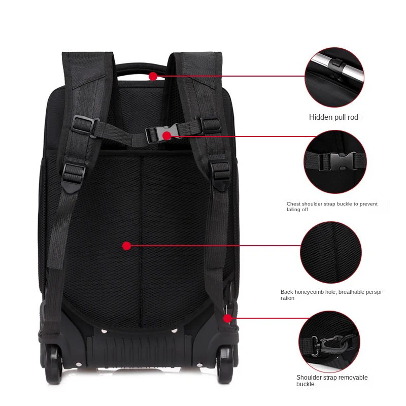 19 Inch Large Capacity Hard Shell Business Backpack Trolley Bag Travel Suitcase Rolling Luggage Multi-function Boarding Bag