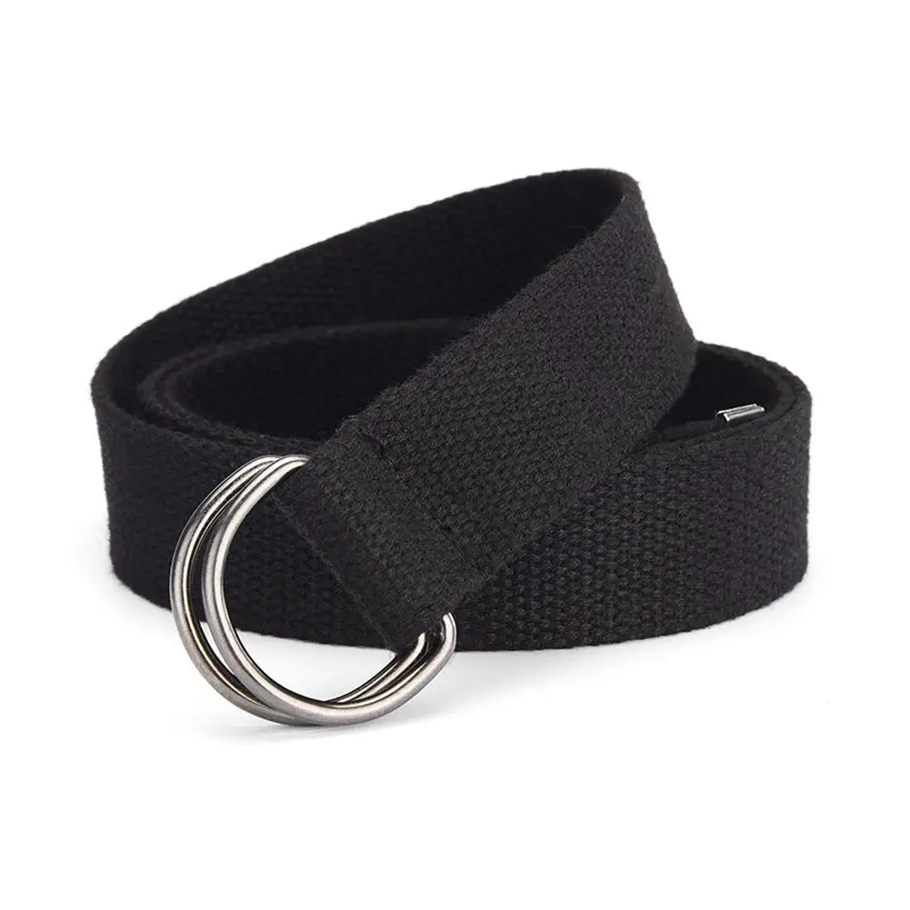 Canvas Military Web Belt with Metal Roller Buckle Unisex Casual Cloth Belt for Jeans Adjustable Waistband for Men and Women