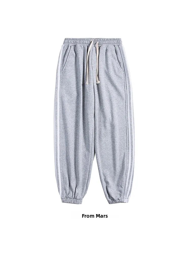 

Свободные мужские спортивные брюки из коллекции High Street Pure Color с боковыми полосками, повседневные длинные брюки, летняя коллекция