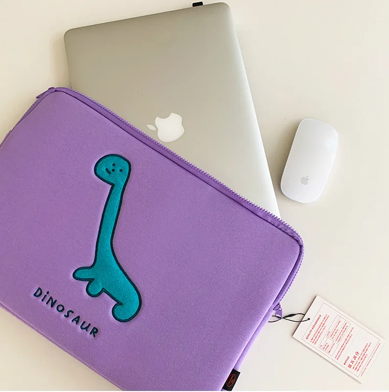 Purple Dinosaur Computer Bag 13 14 15.6inch Laptop Bag for Ipad Air 4 5 Xiaomi Mi Pad Tablet Case Macbook Lenovo Notebook Bag