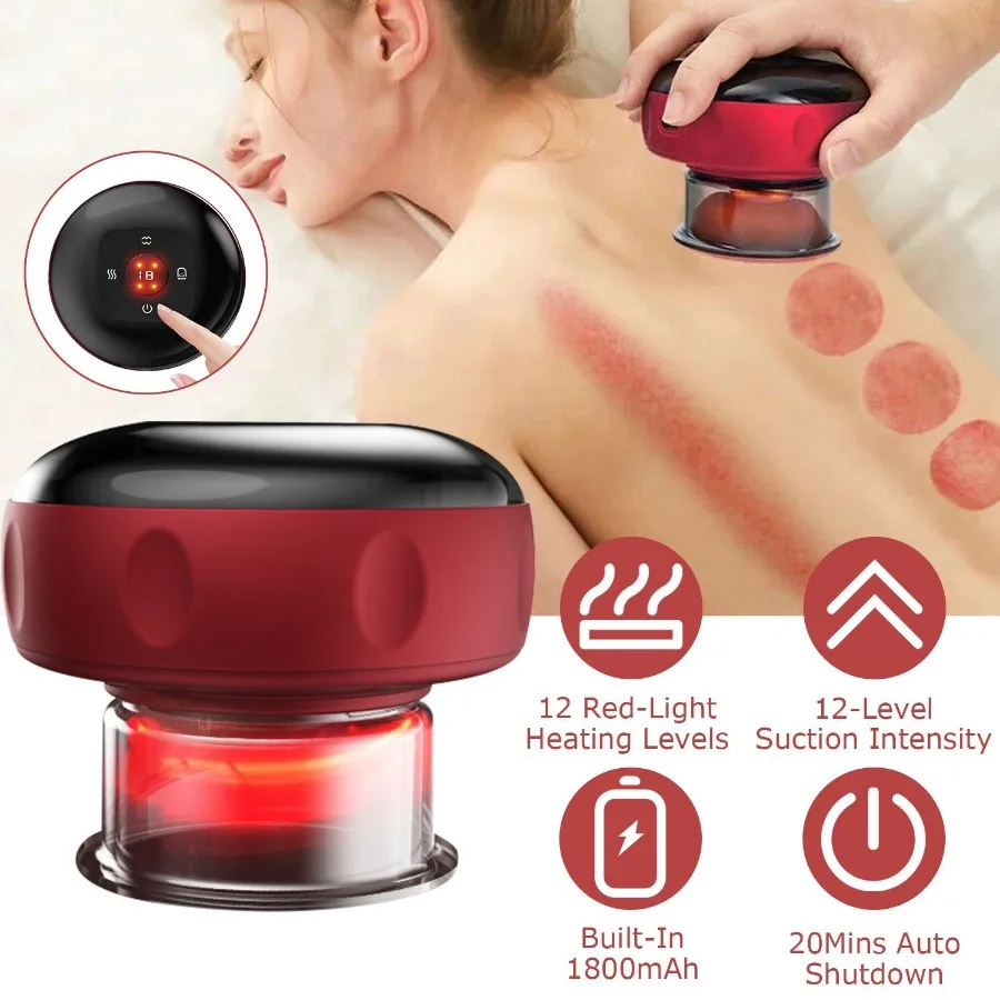 

Electric Cupping Therapy Massager Electric Back Scraping Machine Vacuum Therapy Cupping Therapy Device with 12 Levels Temperatu