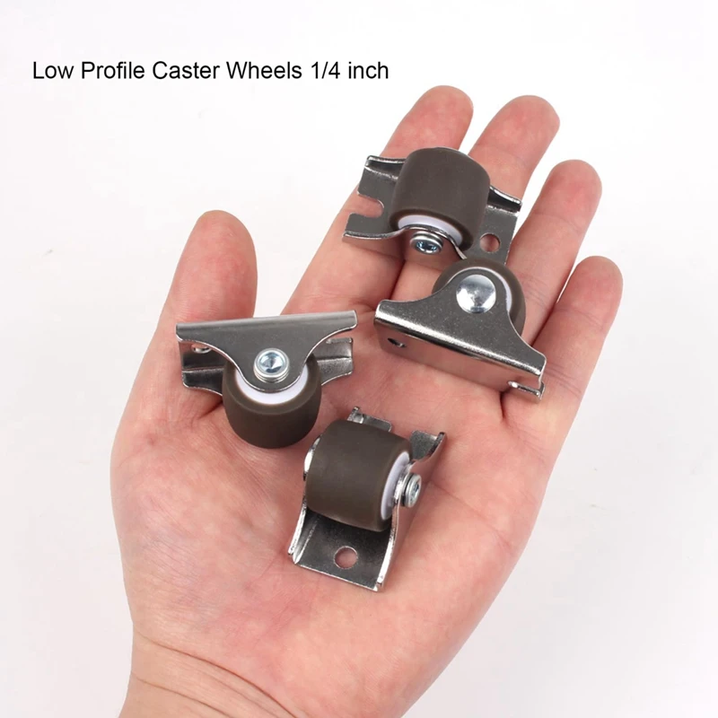 ABUL-Mini Fixed Caster Wheels ,Low Profile Small Casters With Screws, Silent Rubber Rigid Caster Wheels For Furniture 8 Pack