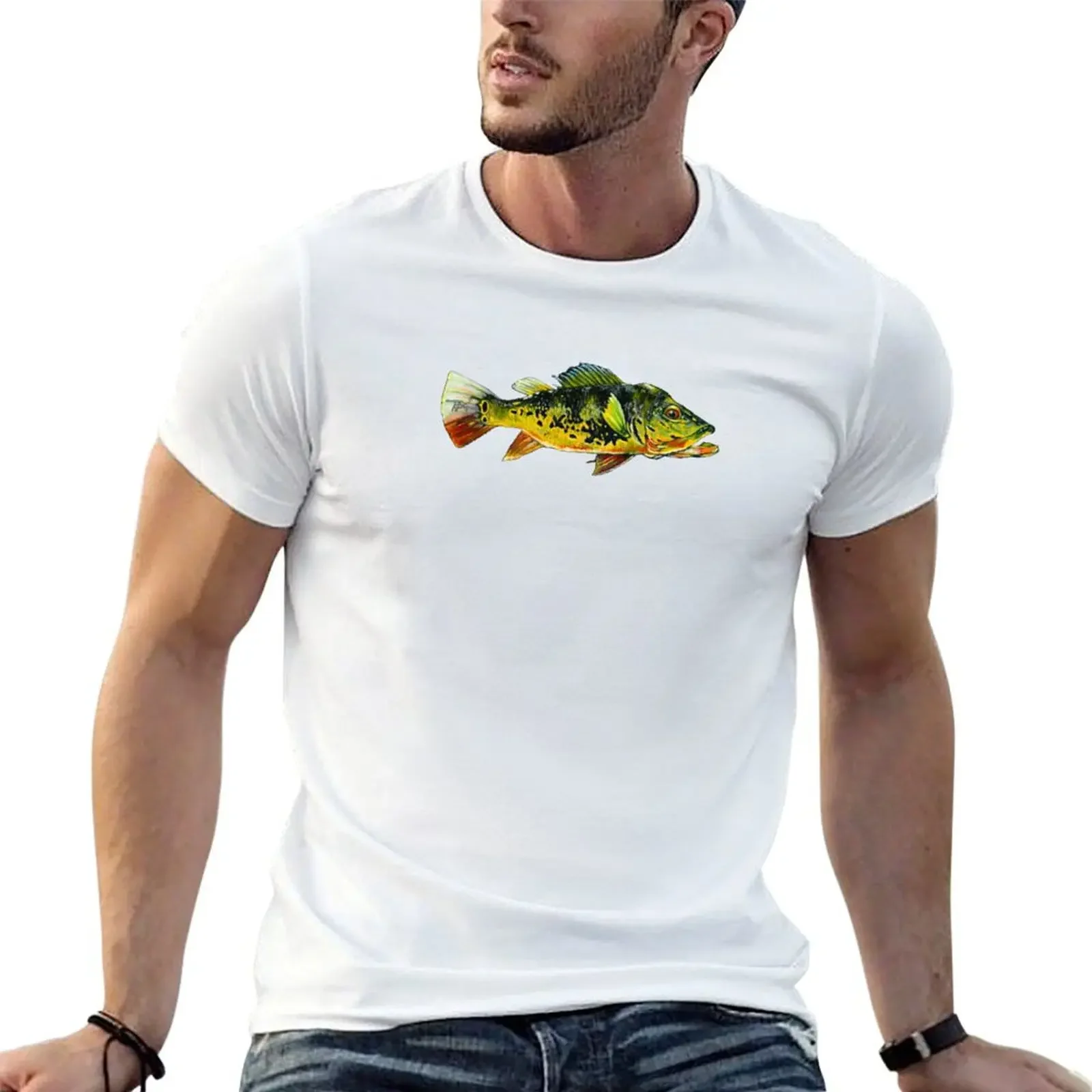 Peacock Bass Original Oil Painting T-Shirt gifts for boyfriend graphics t shirts for men