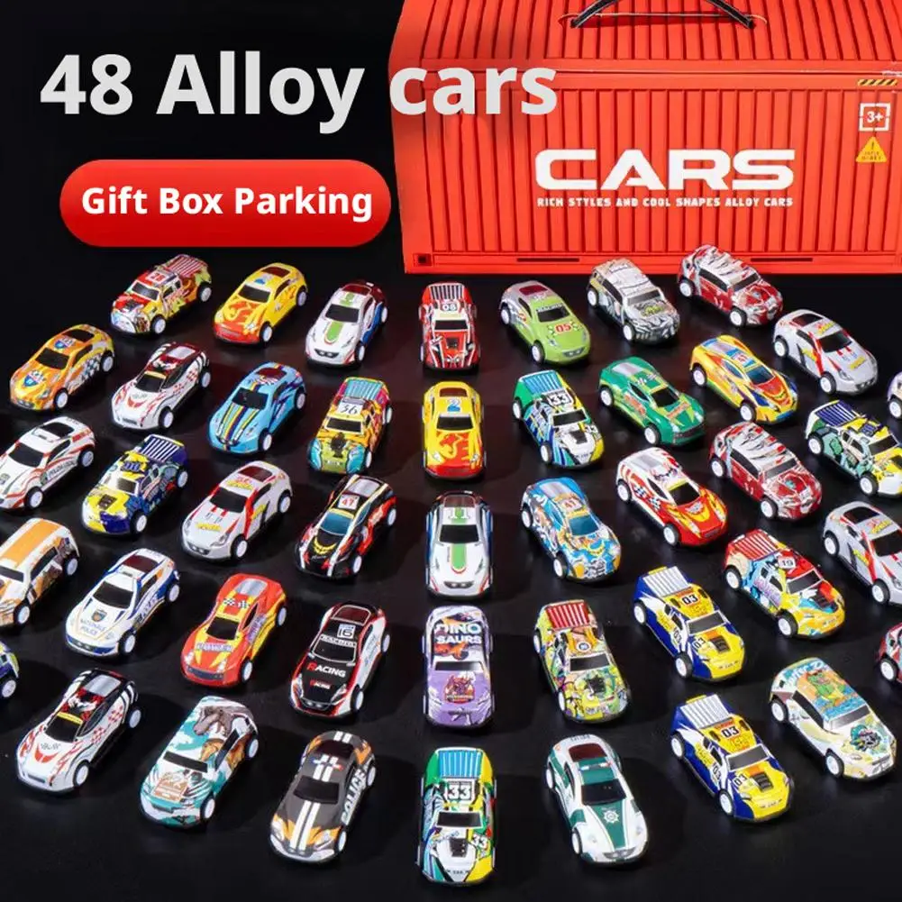 Gift Box 48PCS Alloy Car Set for Kids Classic & Racing Model Toy Cars Mini Vehicle Collection Perfect Gift for Children