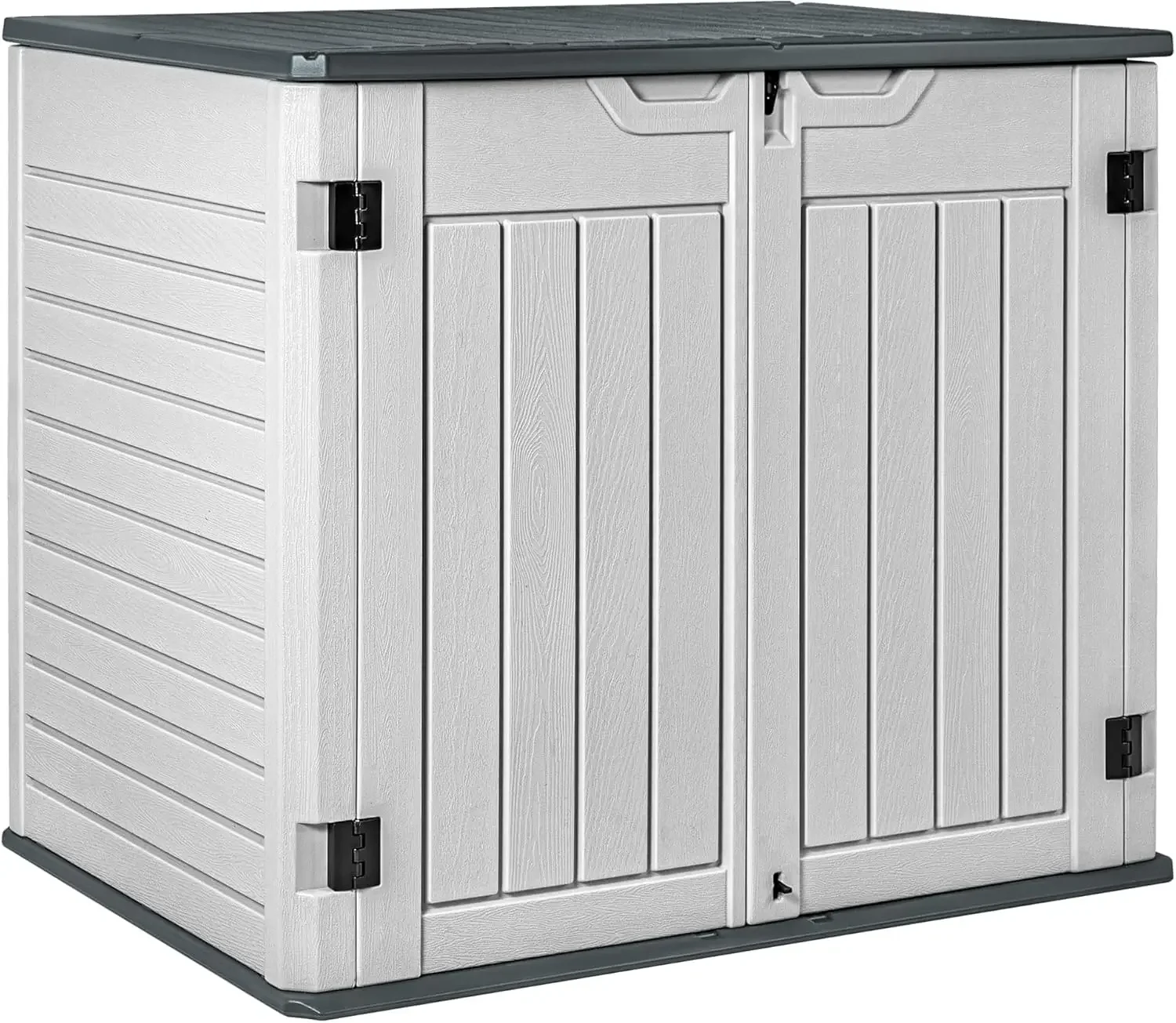 

Resin Outdoor Storage Shed 34 Cu Ft Horizontal Outdoor Storage Cabinet Waterproof Patio Tools Storage Box