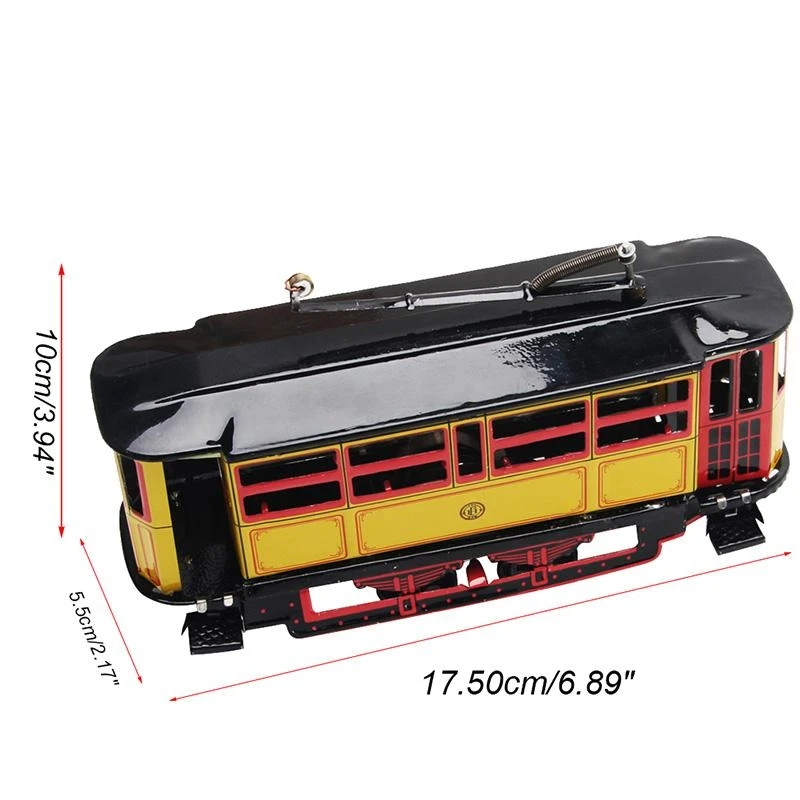 Y4QA Retro Wind Tram Cable Bus Clockwork Streetcar Toy Vintage Collection Kid Gift