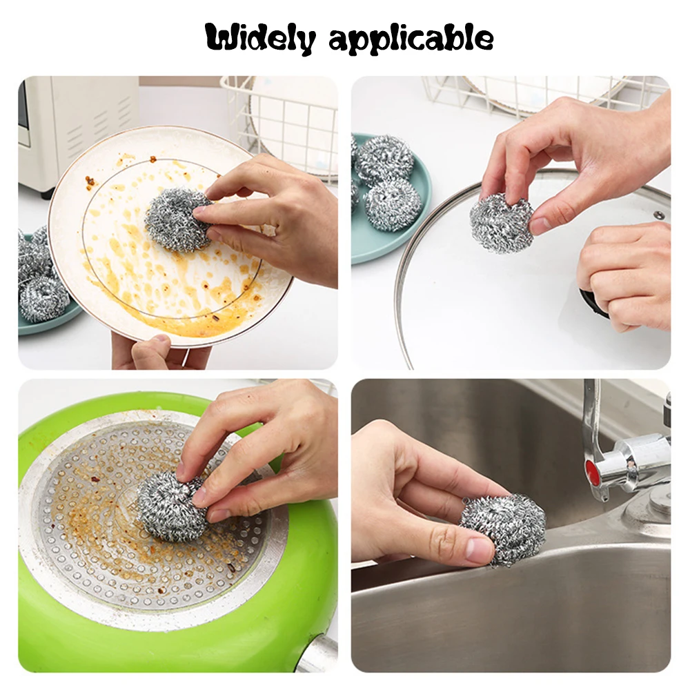 1/4/6 pz spugne in acciaio inox Scrubber per piatti da cucina pentole pulizia utensili riutilizzabili pulizia palla detergente per la cucina