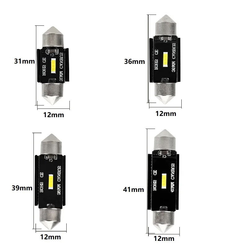 1x CSP 1860 C5W LED Car 31mm 36mm 39mm 41mm Festoon Reading Light Auto Interior Dome Vehicle Trunk Door Lamp Bulb 6000k DC12V