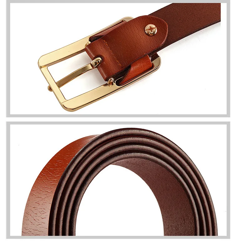 2025 New Design Real Cowhide Green 2.3cm Wide Korean Style Casual All Match Decorative Jeans Belt Thin Genuine Leather Simple