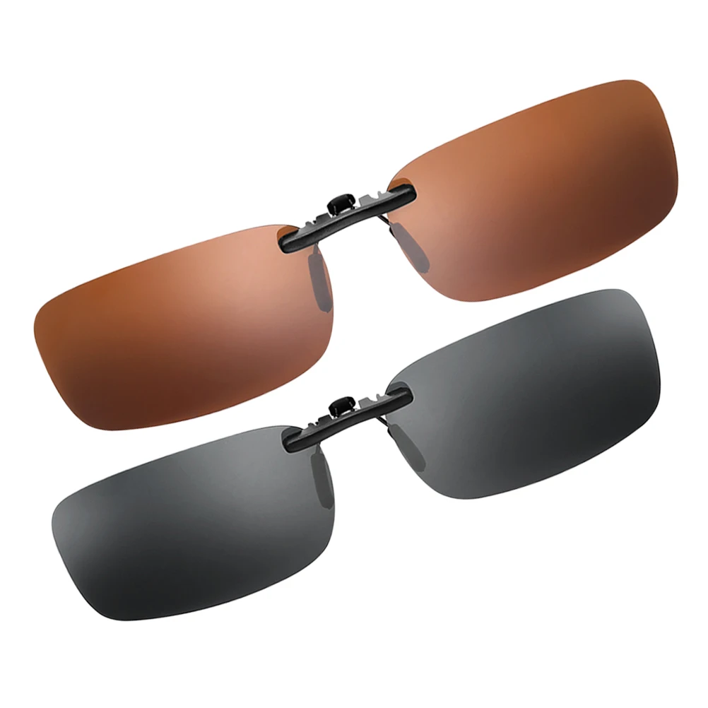 

2Pcs Polarized Sunglasses Clip On Lenses Day Night Driving Glasses Lightweight Portable Multifunction Eyeglasses Sun