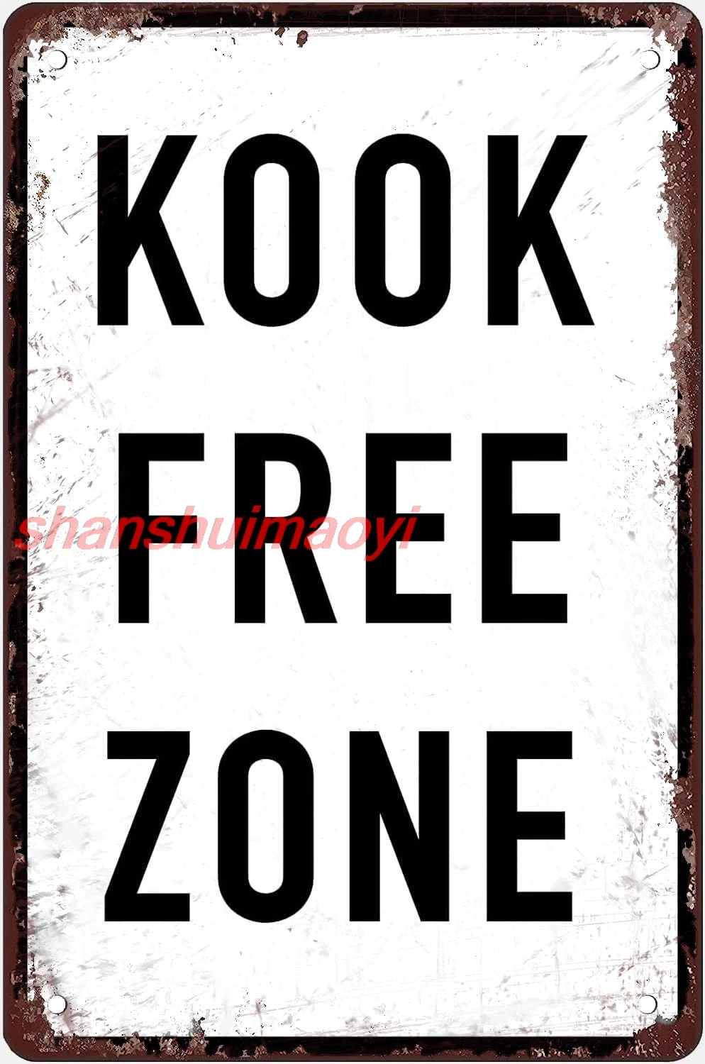 Kook Free Zone Funny Tin Sign Skater Surfer Dude Bedroom Coastal Beach Pool Decor Metal Signs For Home Bathroom Kitchen Garden M