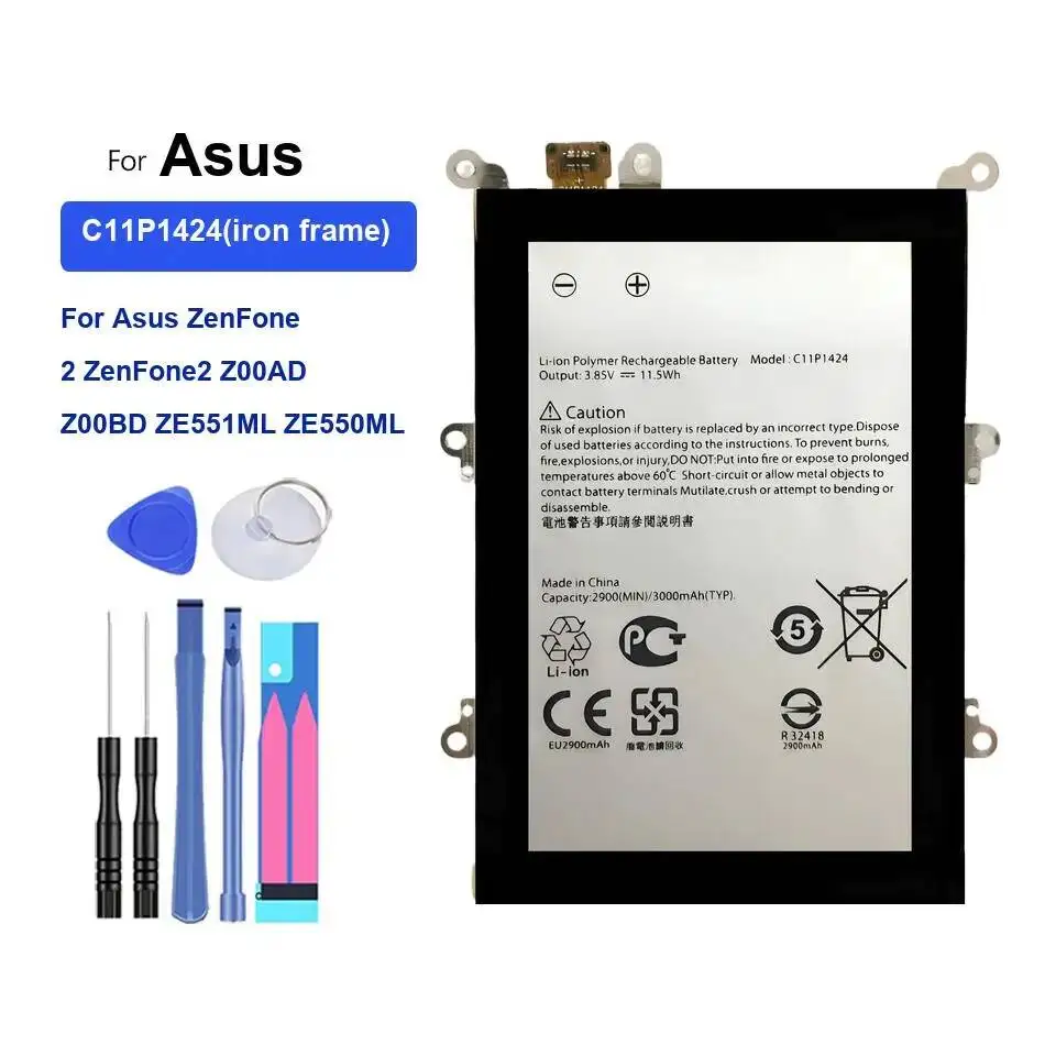 

Mobile Phone Battery C11P1424 Iron Frame 3000Mah For Asus Zenfone 2 Zenfone2 Z00AD Z00BD ZE551ML ZE550ML