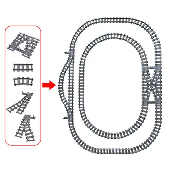 MOC 110片25種款式城市火車軌道套裝單滑道岔交叉軌道積木拼裝玩具 10 最佳銷售 積木技術 - №3