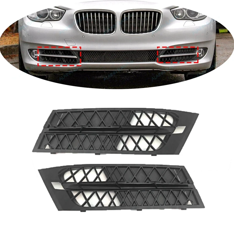 Car Front Left Right Lower Open Grille Set For BMW 5' F07 GT 2008-2013 51117200735 51117200736