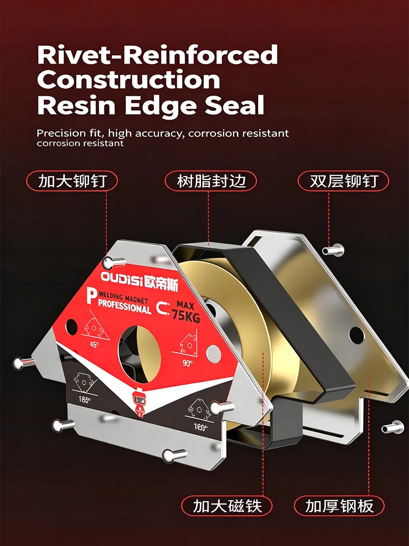 Magnetischer Schweißhalter 25/55/75kg Starker Magnet Schweißer-Positionierer Mehrwinkel-Lokalisator Befestigungswerkzeug Schweißhilfsmagnet für – Detail 7