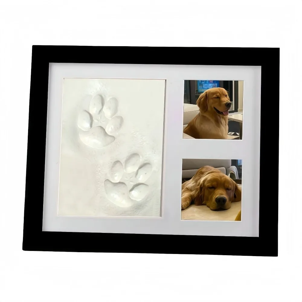 Clay Mold Pet Paw Print Memorial Set Photo Frame Pet Memorial Gift DIY Pet Paw Print Kit Pawprint Keepsake Photo Frame Pet