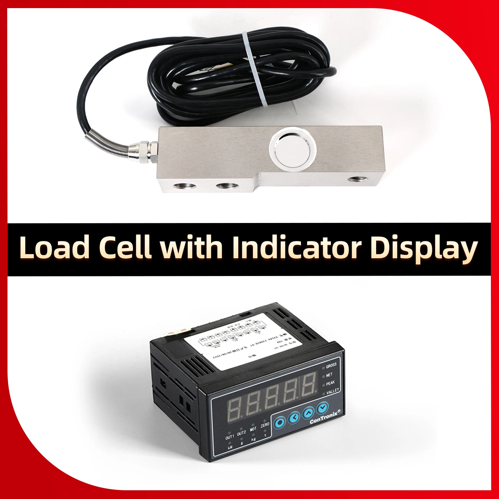 Консольный датчик нагрузки + индикаторный дисплей, усилие натяжения и сжатия, датчик 130 мм, 50 кг, 100 кг, 200 кг, 500 кг, 1 т, 2 т