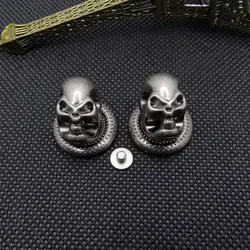 19*12CM 5pcs Antique Silver Skull Studs Leather Handcraft Decor Saddle Conchos Leathercraft Decorative Metal Stud Screw Back