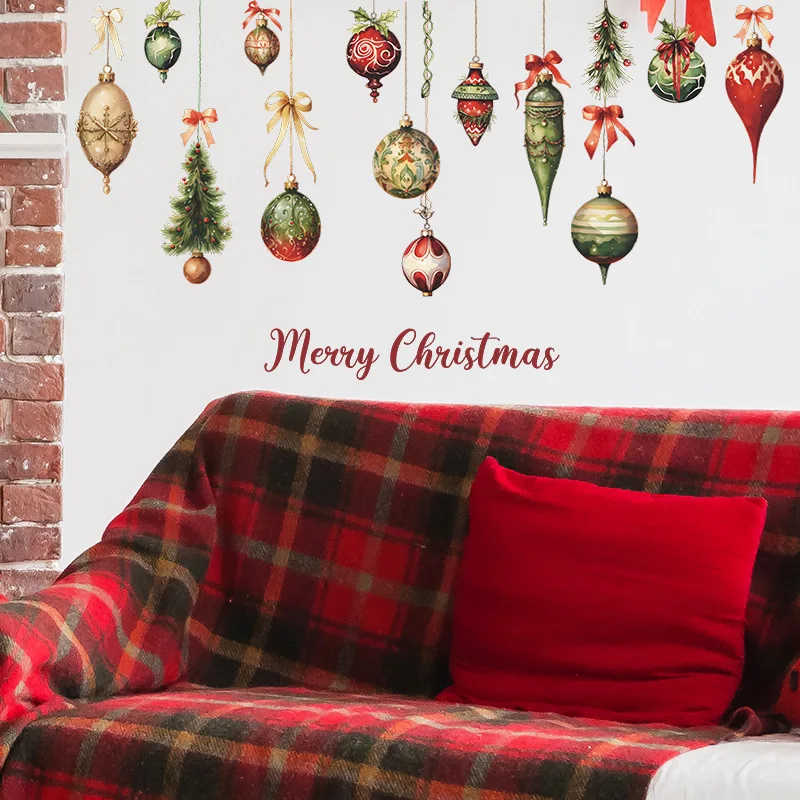 Christmas holiday party hanging colorful balls Bedroom living room home beautification decorative wall stickers self-adhesive