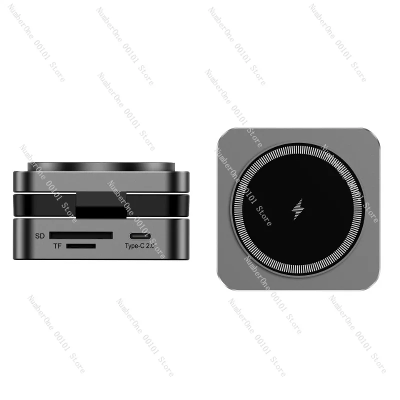 10 in 1HUB docking station 15W aluminum alloy magnetic suction wireless fast charging hub external mobile phone computer USB hub