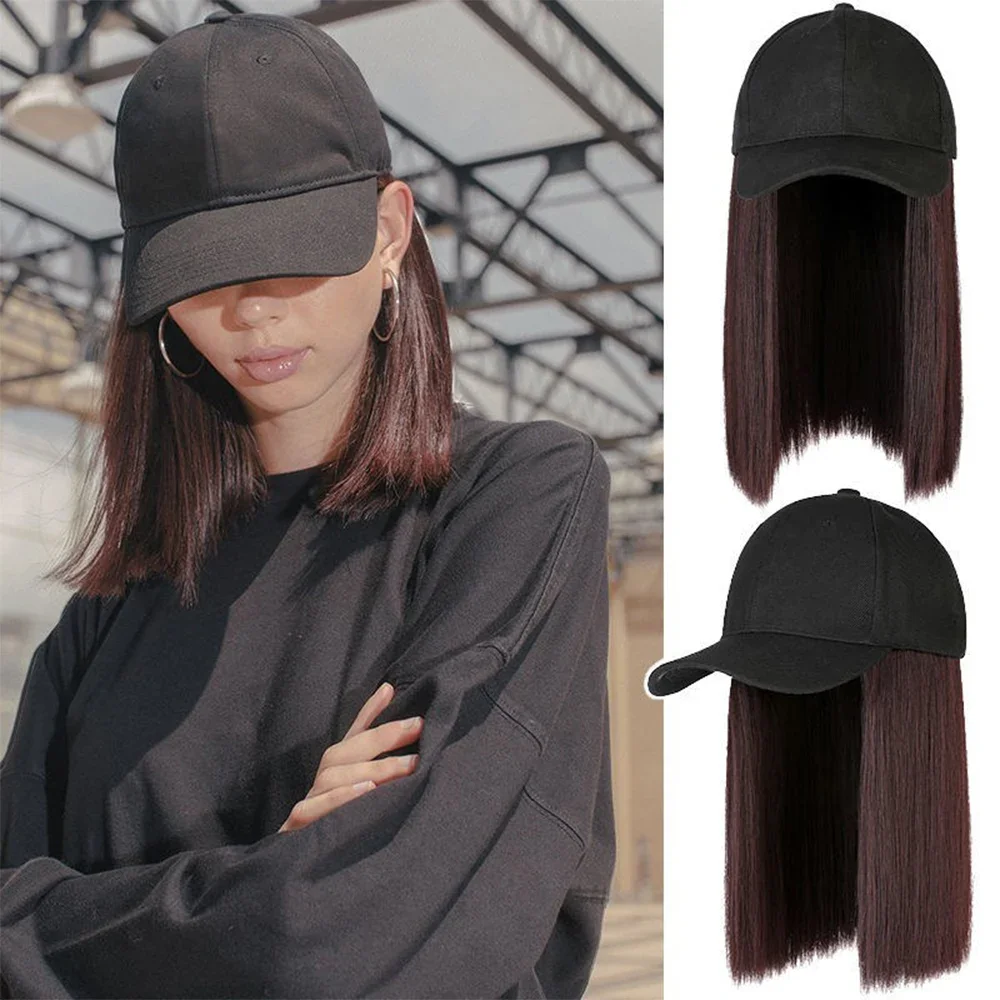 

Cap Synthetic Wig Hair Extensions Hair Wigs For Women Short Straight Bob Adjustable Hip Hop Baseball Cap economic Vertical wigs